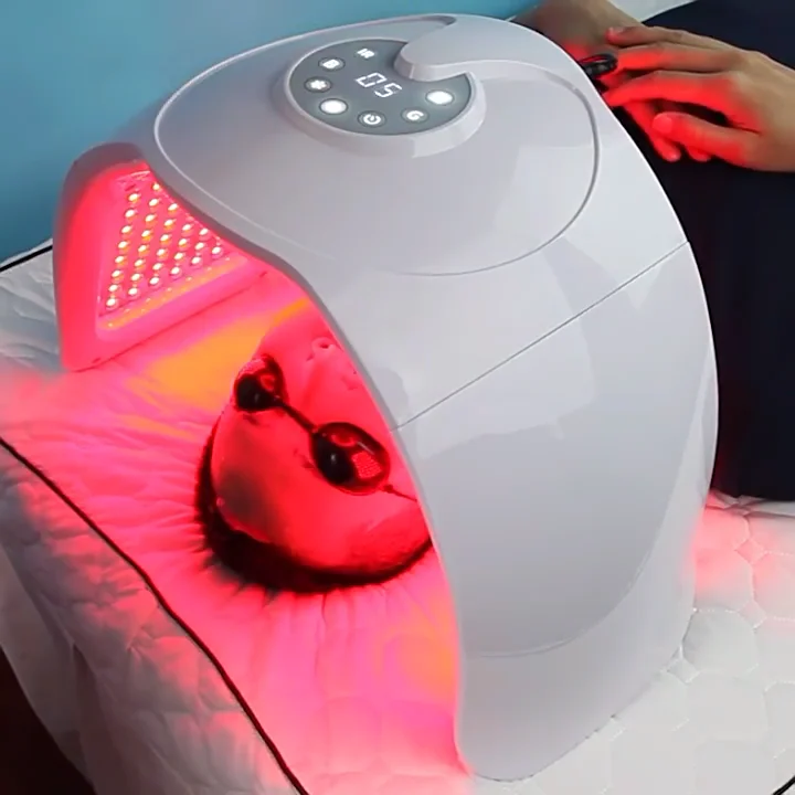 Custom logo new 7 colour Near infrared pdt led red light therapy facial machine with nano steam