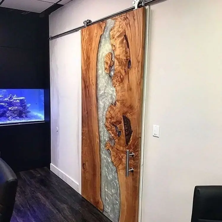 Epoxy Resin Sliding Wood Door  Use For Home Living Room Dining Room