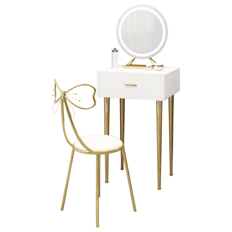 Голливудский стиль скандинавский угловой дизайнерский туалетный столик из дерева и белого стекла