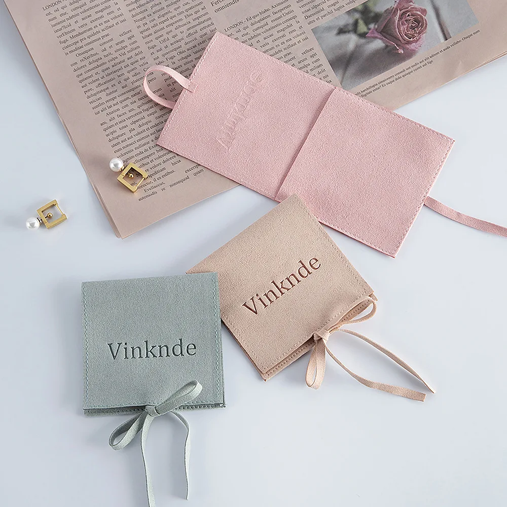 Wholesale Microfiber Jewelry Pouch Peacock Blue Velvet Necklace Bracelet Jewelry Bag and Insert Pad with logo Custom