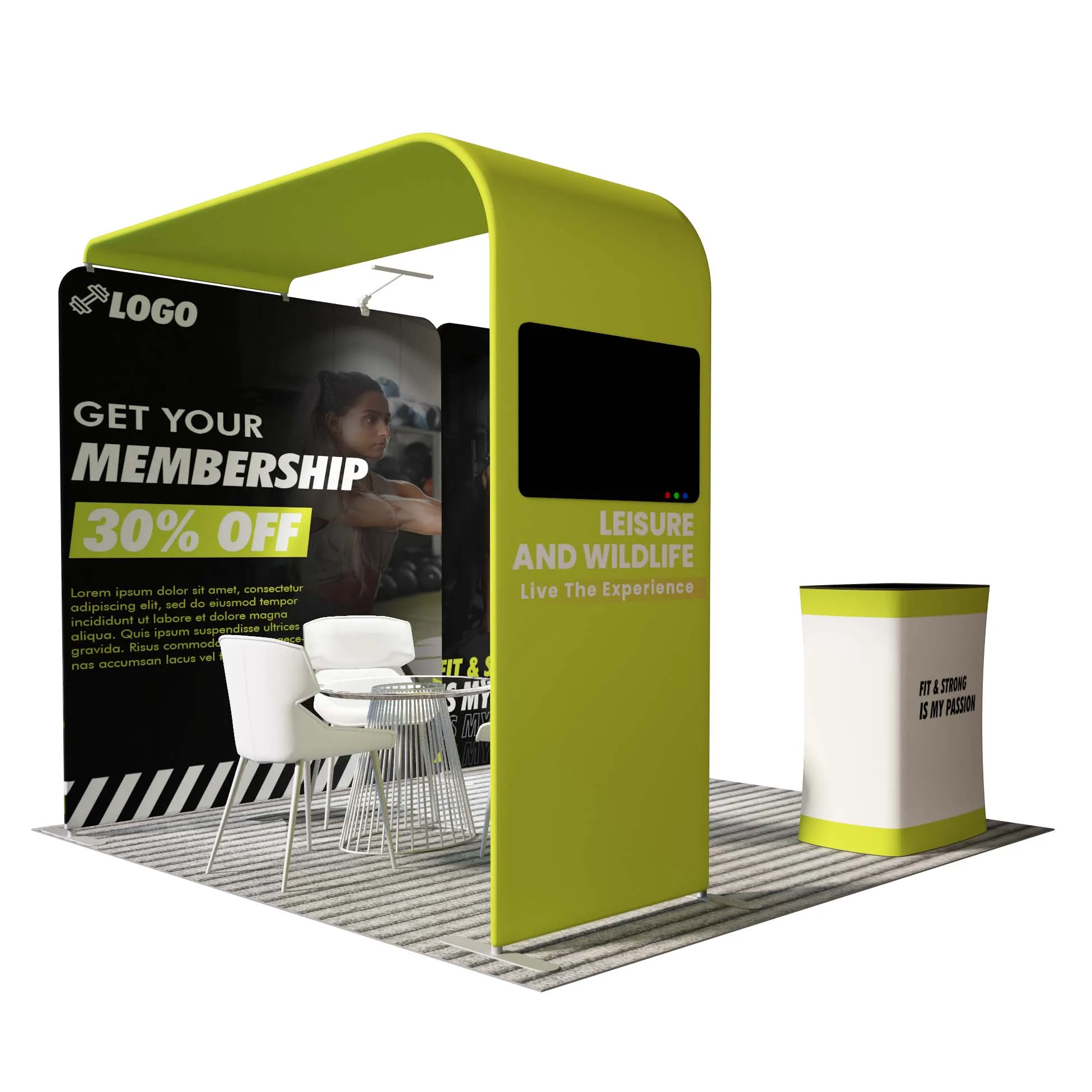 10x20 Trade Show Slat Wall Partition Modular Portable Slatwall Shelves Display Aluminum Frame Custom Exhibition Tradeshow Booth