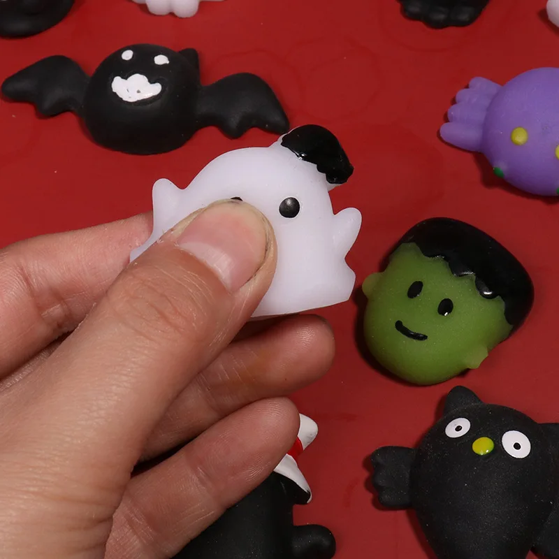 2022 Halloween Ghost Pumpkin Mochi Squishy Fidget Soft Toy, Halloween Spongy Squishy Glitter Mochi Fidget Toys