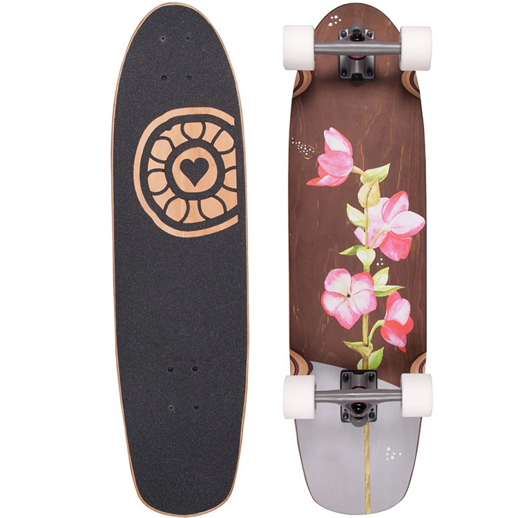 33 Inch Complete Longboard 7ply Canadian Maple Fish Cruiser Skateboard for Kids