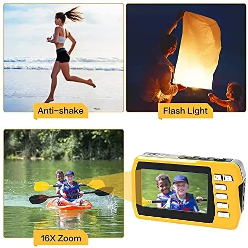 16X Digital Zoom Digital Camera 48MP Waterproof Camera 2.7K Vlogging Waterproof Camera for Kids