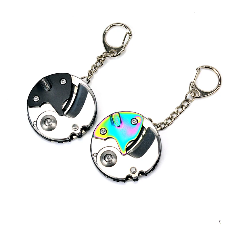 Good Quality Multifunction Mini Coin Knife Outdoor Survival Hiking Tools With 6 Screw Bits And Buckle