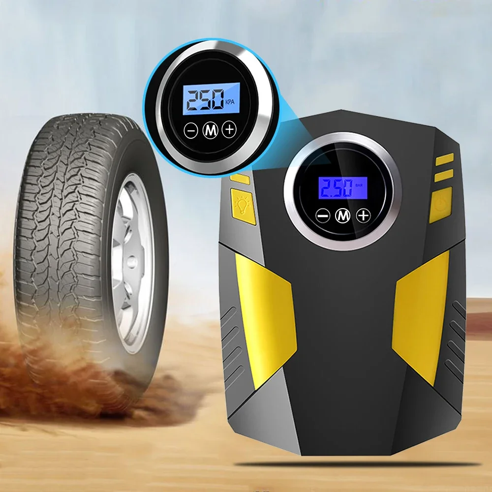 Corded Portable Car Air Pump 12V 150PSI Electric Tire Inflator Pump Motorcycle Bike Ball LED Light Car Air Compressor