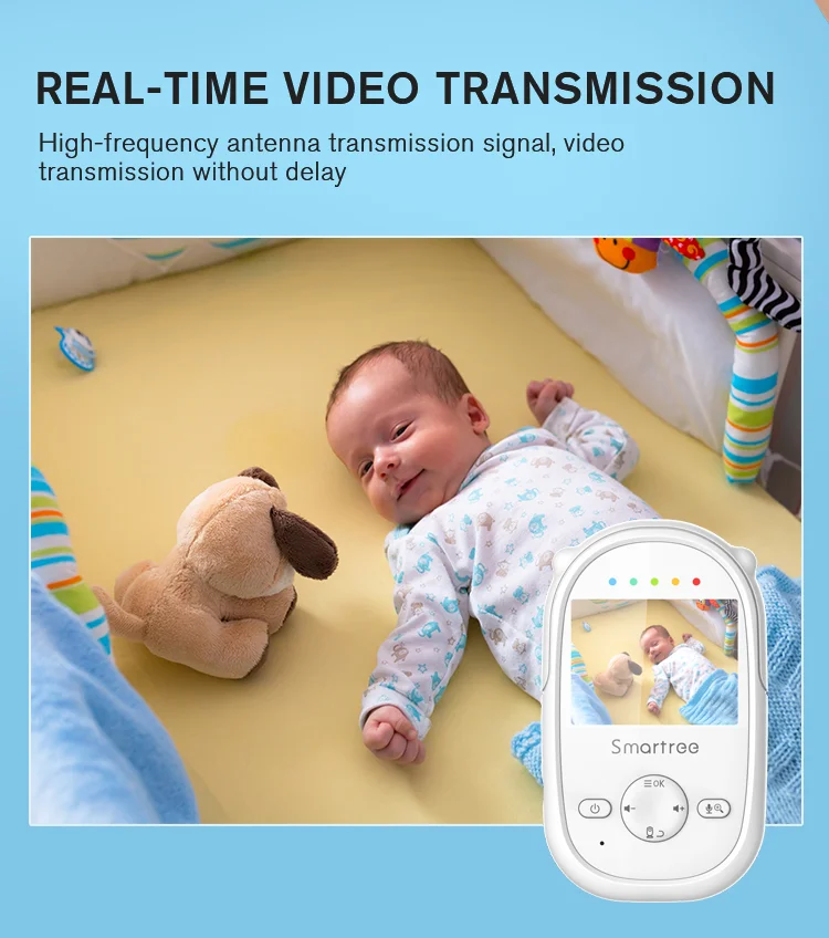 Mini Smart 2.4 Inch LCD Display Baby Monitor Pan and Tilt Four Cameras Cry Voice Detection Babies Monitor for Babe Surveillance