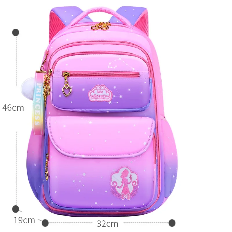 2024 Wholesale Schoolbag Primary School Students Gradient Girls 6-12 Years Old Backpack Burden Reduction Princess backpack
