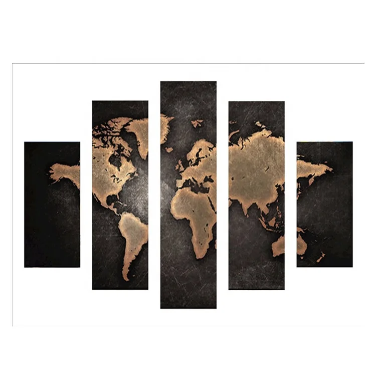 HD Print Canvas Wall Art Print 5 Pieces World Map Modular Poster Landscape Picture Home Decor