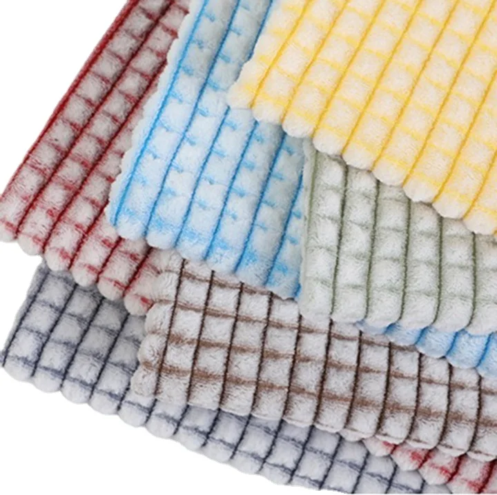 Long Plush 100 Polyester Velvet Fabric Double Side Fleece Knitted Fabric Back Printed Jacquard Flannel Fleece Fabric for Pajamas