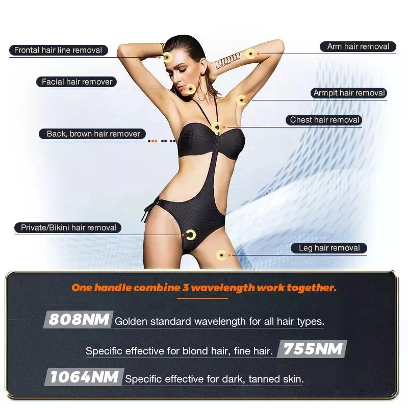 Alexandrite laser Epilator Ice Platinum Diode Laser 755 810 1064 Deka Laser Alexandrite Permanent Hair Remover