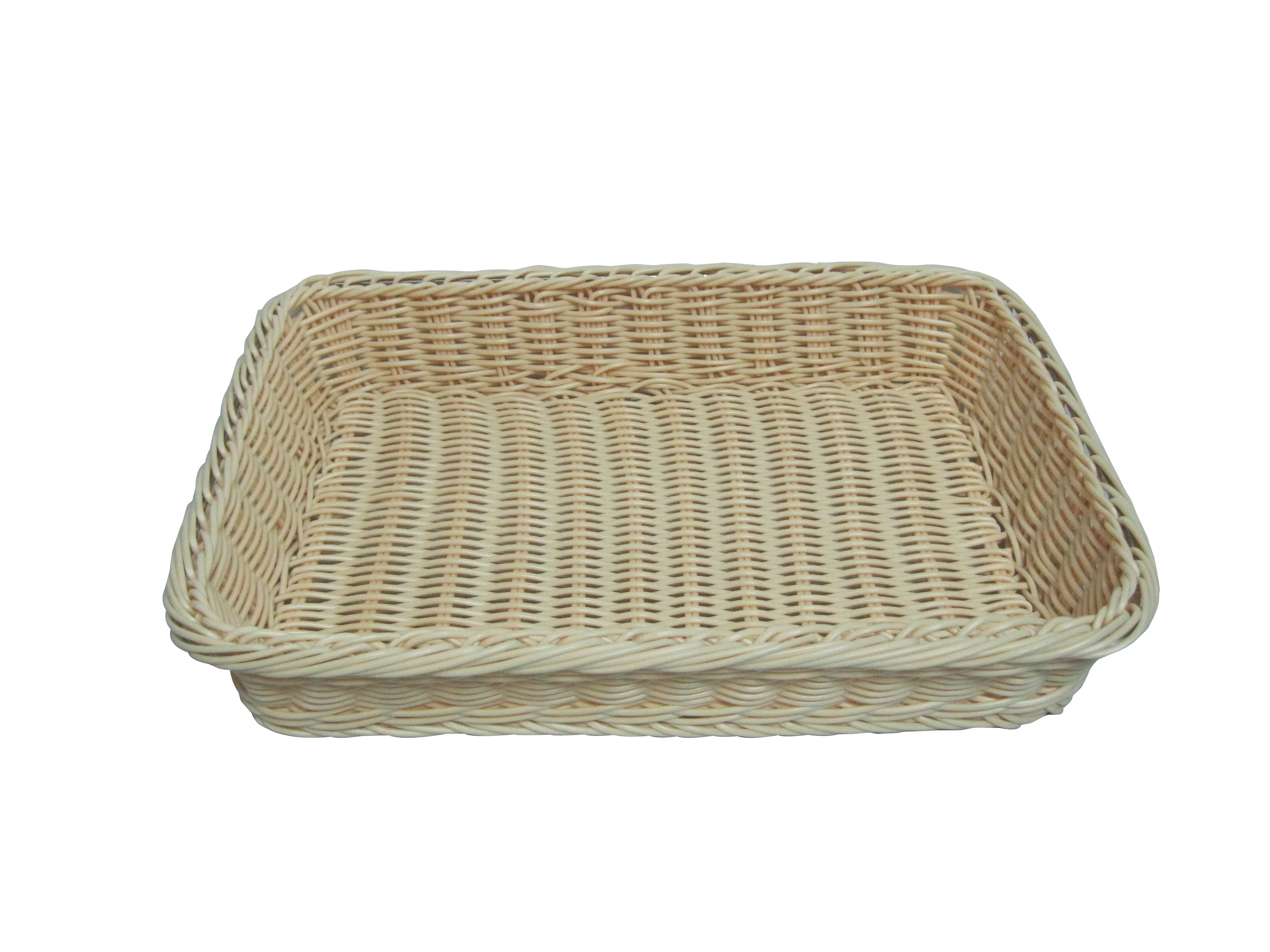 Eco-friendly Handmade Woven Plastic Storage Bread Basket Square Shape PP Small Rattan Basket