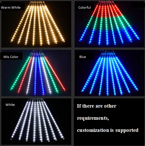 Colorful meteor shower waterproof tube meteor light LED light