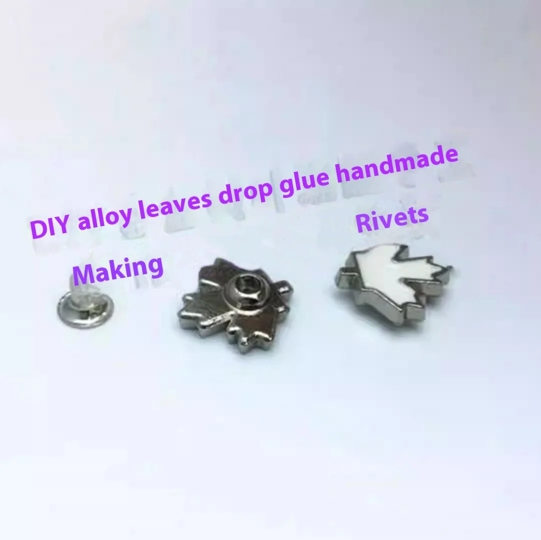 Handmade Clothing Shoes Hats Packaging Accessories Nails DIY Iron Leaf Glue Rivets Plated for Jeans Garments Bags
