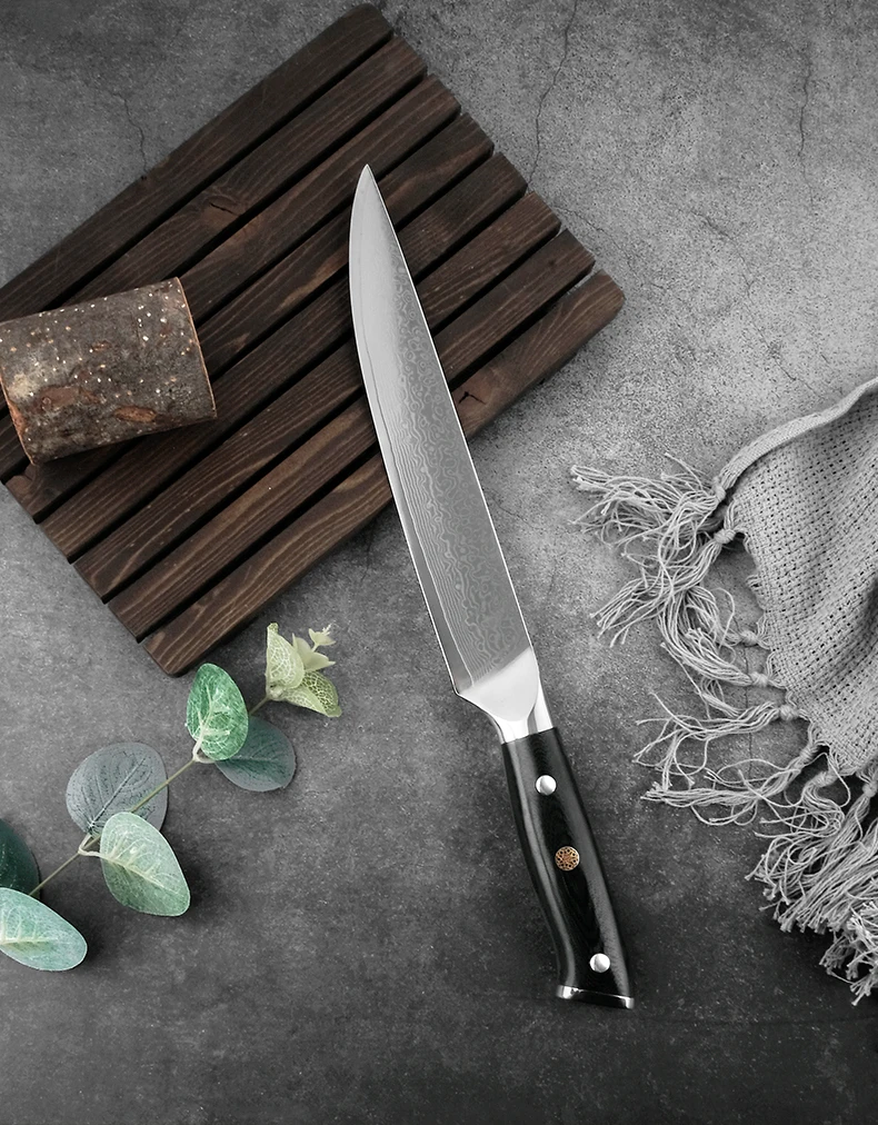 MEIJI Top Seller Factory Sharp 3CR13 Wood Handle Forging Damascus Steel Meat Cleaver Cleaver Knife