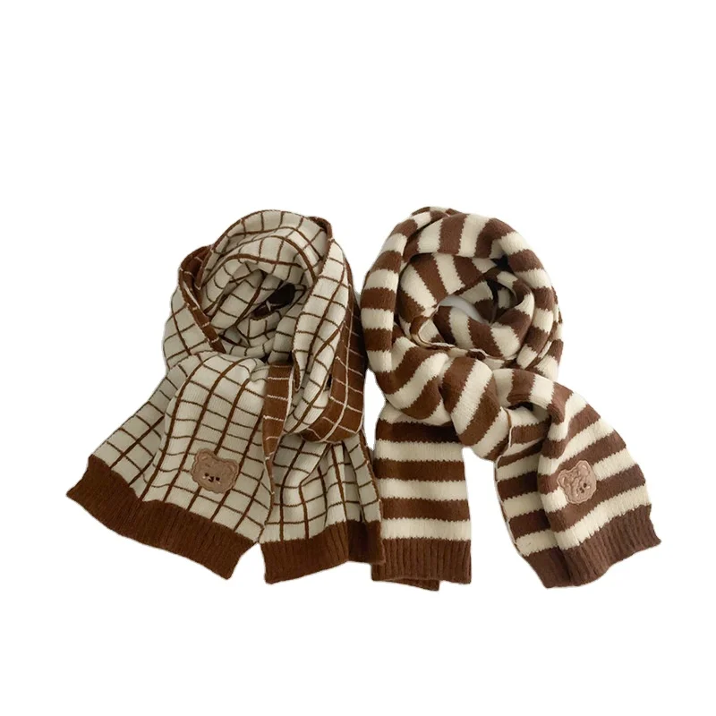 Детский шарф осень-зима Корейская версия простой мультяшный шерстяной детский для мальчиков и