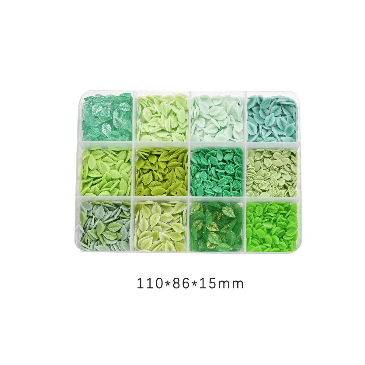 Hypoallergenic Green Leaf Nail Art Charms 3D Matte Glitter Mixed Rhinestones Leaves Nail Decorations for DIY Manicure Salon