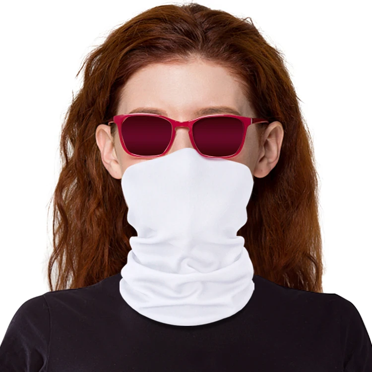 2021 Directly Factory Wholesale Price Ice Silk  Fabric Tubular Blank White Colorful Seamless Neck Bandana for Custom Design