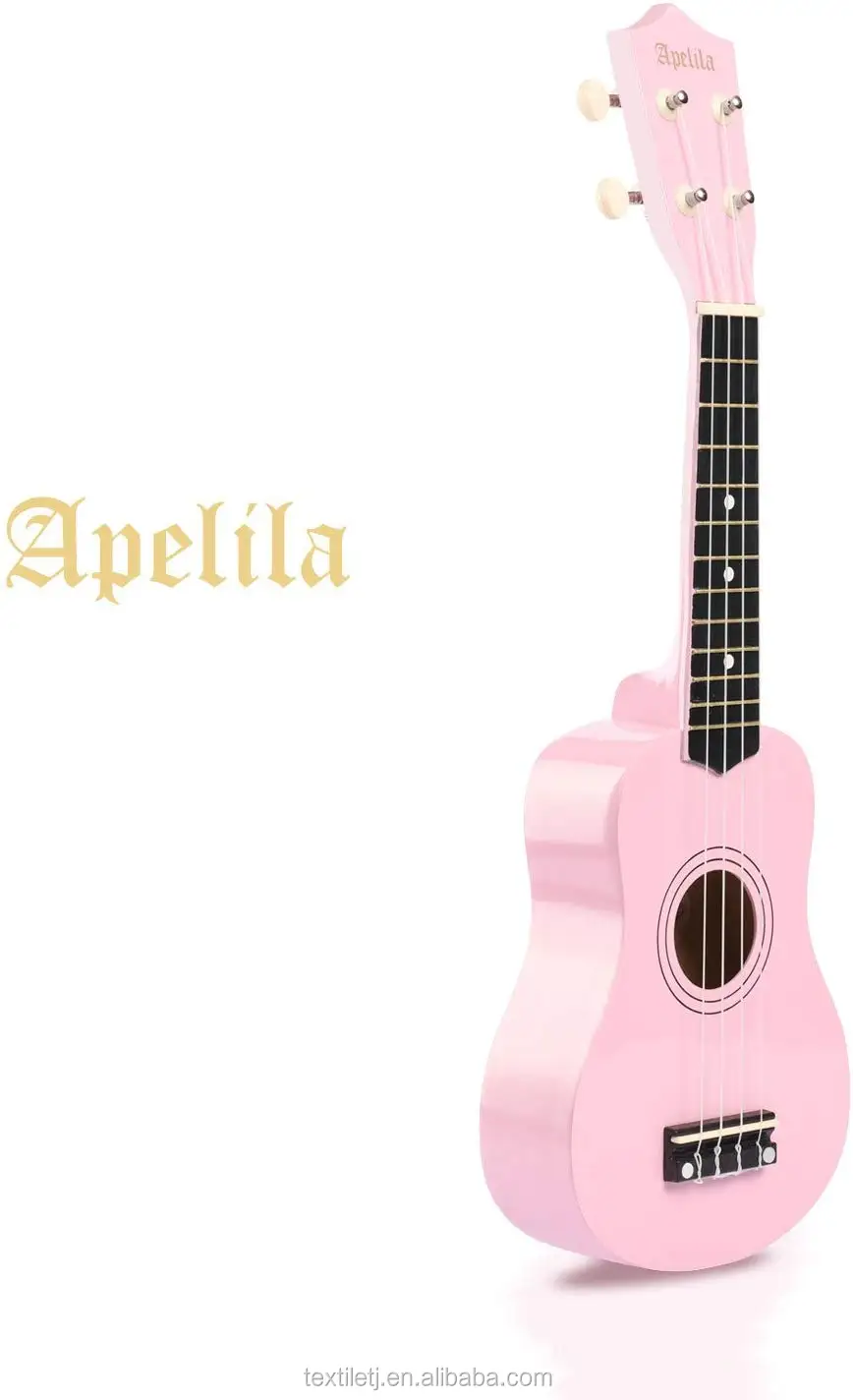 21 inch Soprano Ukulele Acoustic Mini Guitar Musical Instrument with Bag, Pick, Strings, for Beginner Light Pink