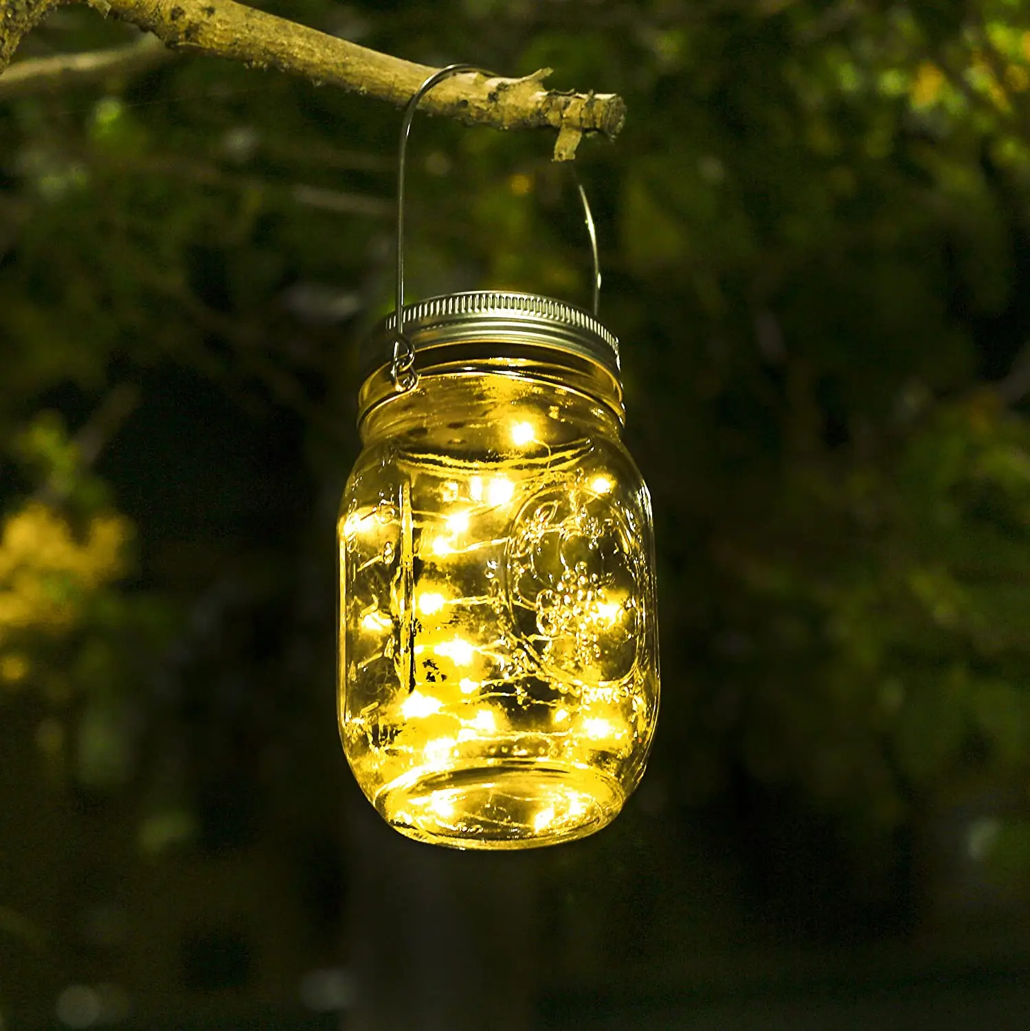 Energy Saving Rechargeable Solar Powered Lid Mason Glass Jar 2m 20LED Copper Wire String Light With Handle