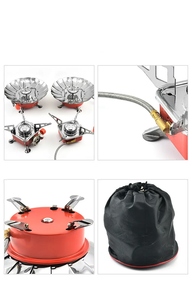 Outdoor portable mini square gas stove folding cassette camping picnic tool windproof gas stove