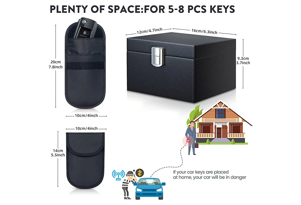 RFID Signal Blocking Box and Anti Theft Faraday Pouch for Cell Phone Faraday Cage Key Fob Protector