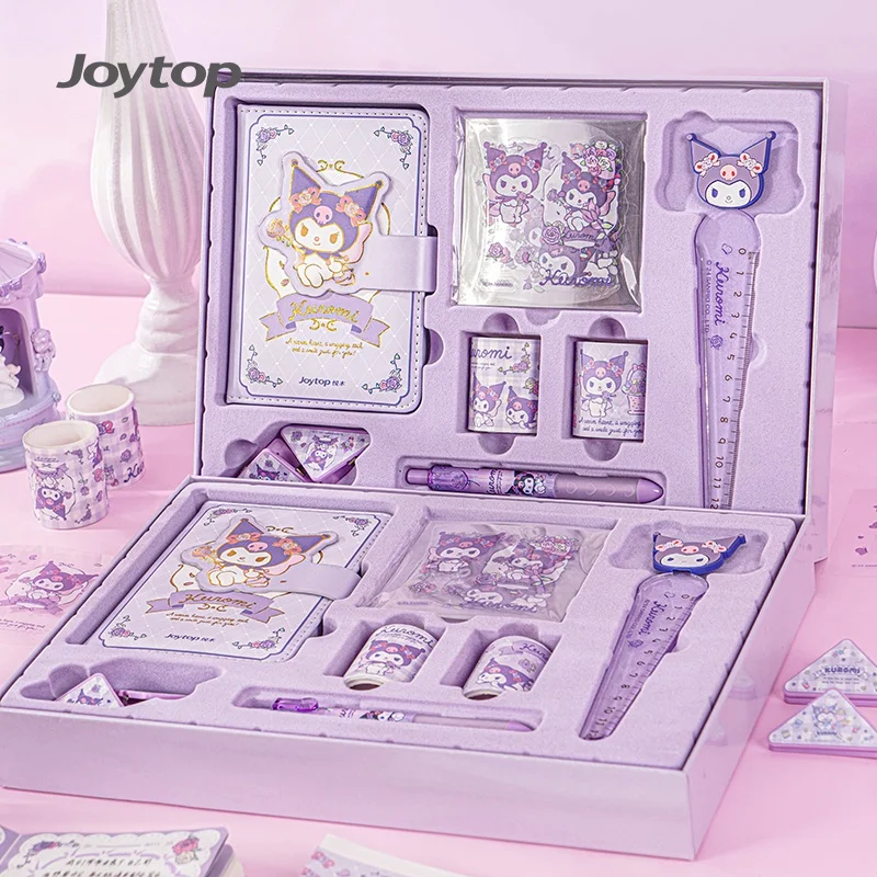 Joytop SR 101679  Sanrio Magic Garden Kuromi Magnetic Closure Notebook Gift Box with Ruler Stickers and Gel Pen Cute Stationery