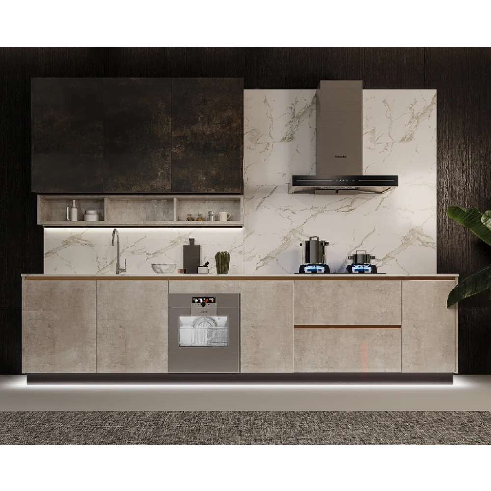 Matte Grey Custom Kitchen Cabinet Melamine Board Kitchen Cabinet Design Kitchen Furniture