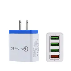 4 Port Fast Quick Charging Wall Charger QC 3.0 USB Hub Power Adapter Plug EU&US