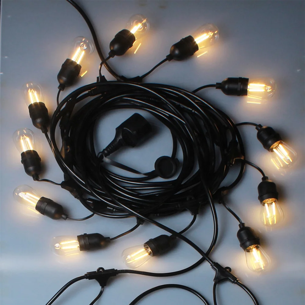 100Ft Commercial Outdoor S14 Bulk Socket Wire Christmas String Light 48FT*4 sets string lights outdoor decoration