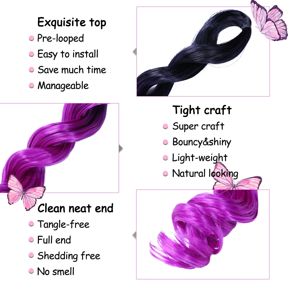 Wholesale Free Sample 150g Synthetic French Curls Hair extension Ombre Crochet Braids Attachment Wavy Braiding Hair