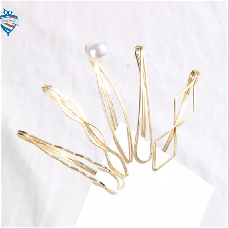 Newest Design Luxury Imitations Pearl Hair Clips Round Shape Square Shape Triangle Shape Star Pearl Hairpin Hair Clips