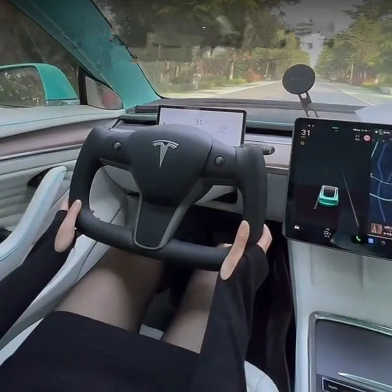 Рулевое колесо под заказ для Tesla Model Y 3 рулевое Алькантара из углеродного волокна