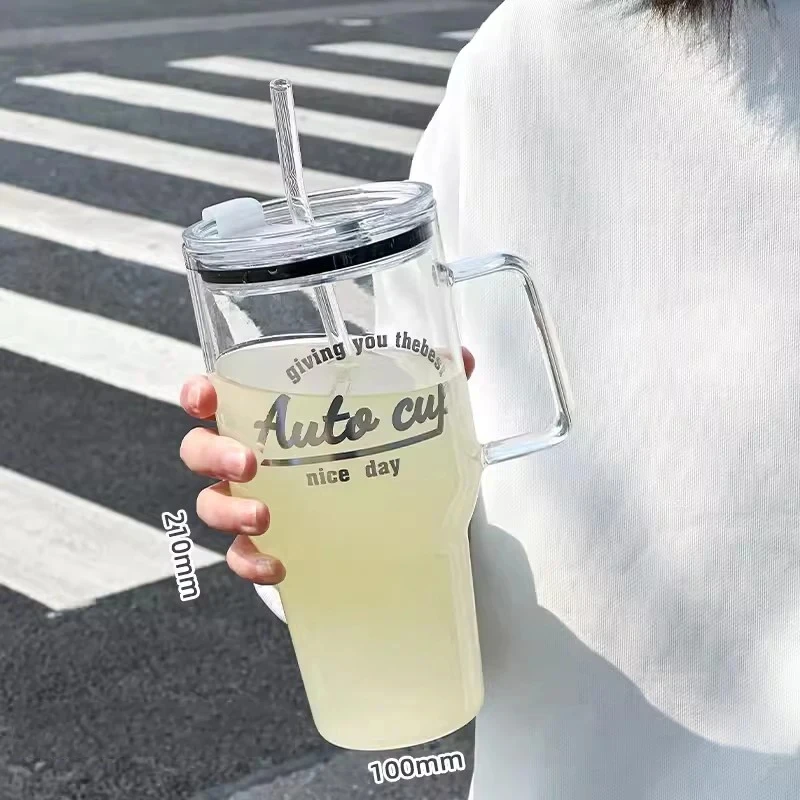 Outdoor Mugs Glass Thermos Cup Stan Car Insulated Cold 33.5oz travel water Glass bottle With Handle Tumbler Wholesale Bulk