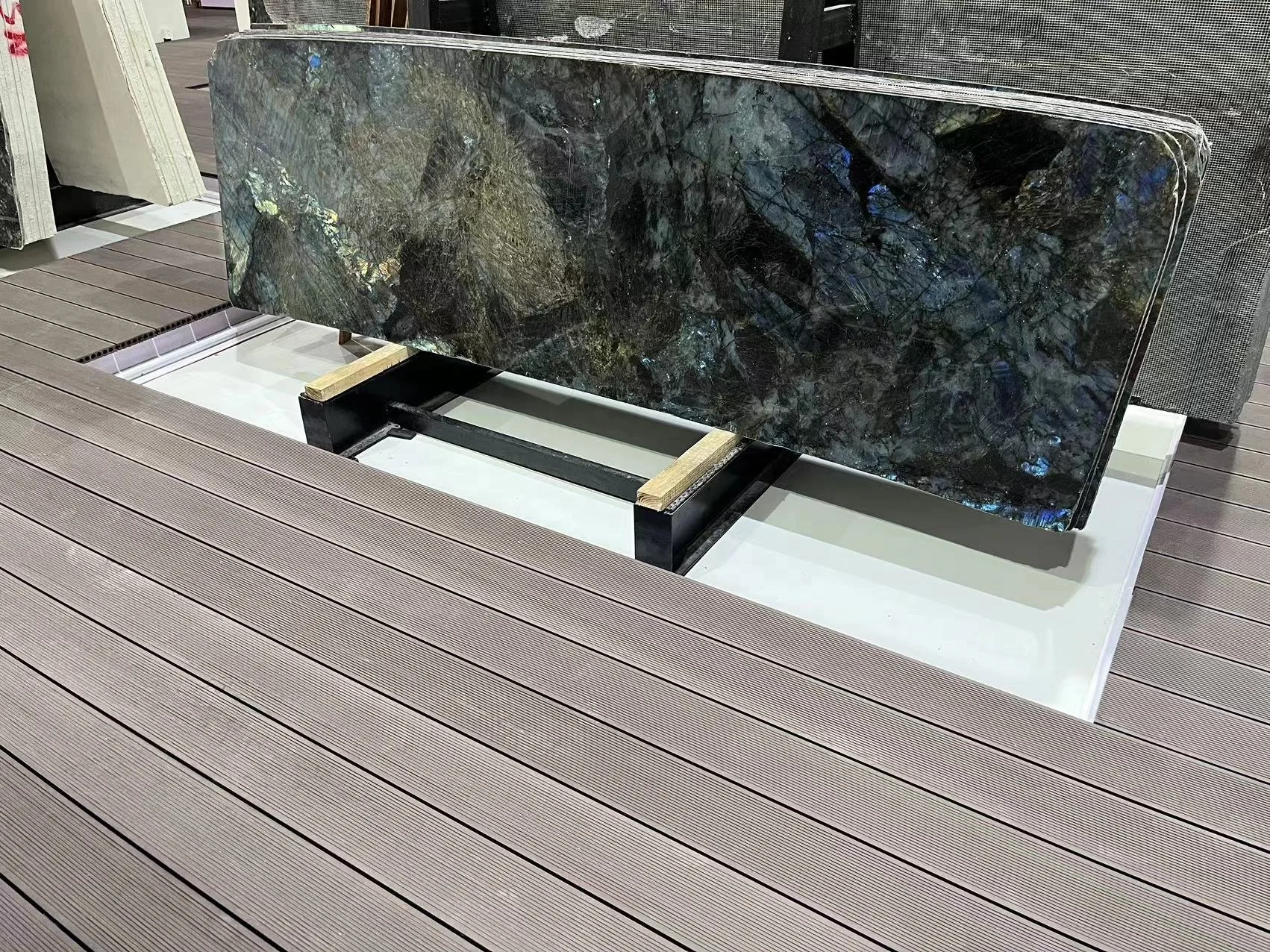 Luxury Madagascar Blue Labradorite Granite slab  home decoration Lemurian blue granite