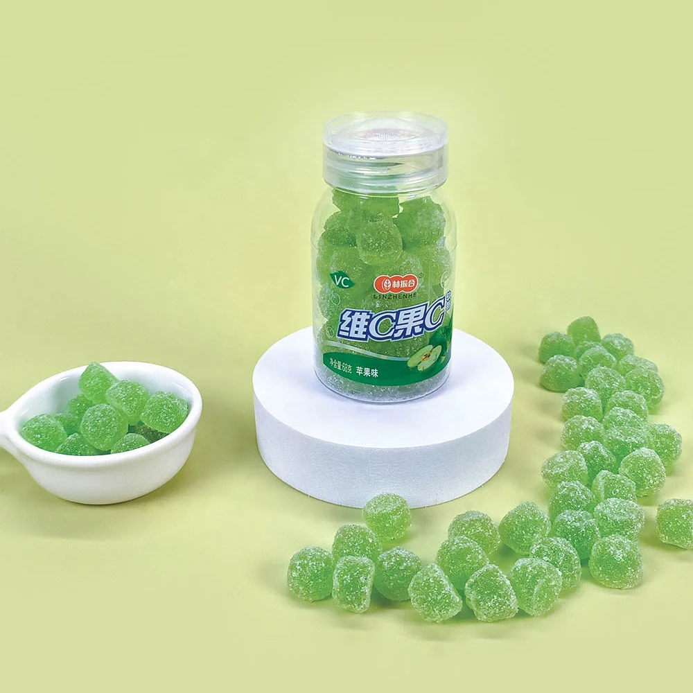 Candy gummy  fruit flavor drop shaped gummy jelly save in the bottle gummi candi