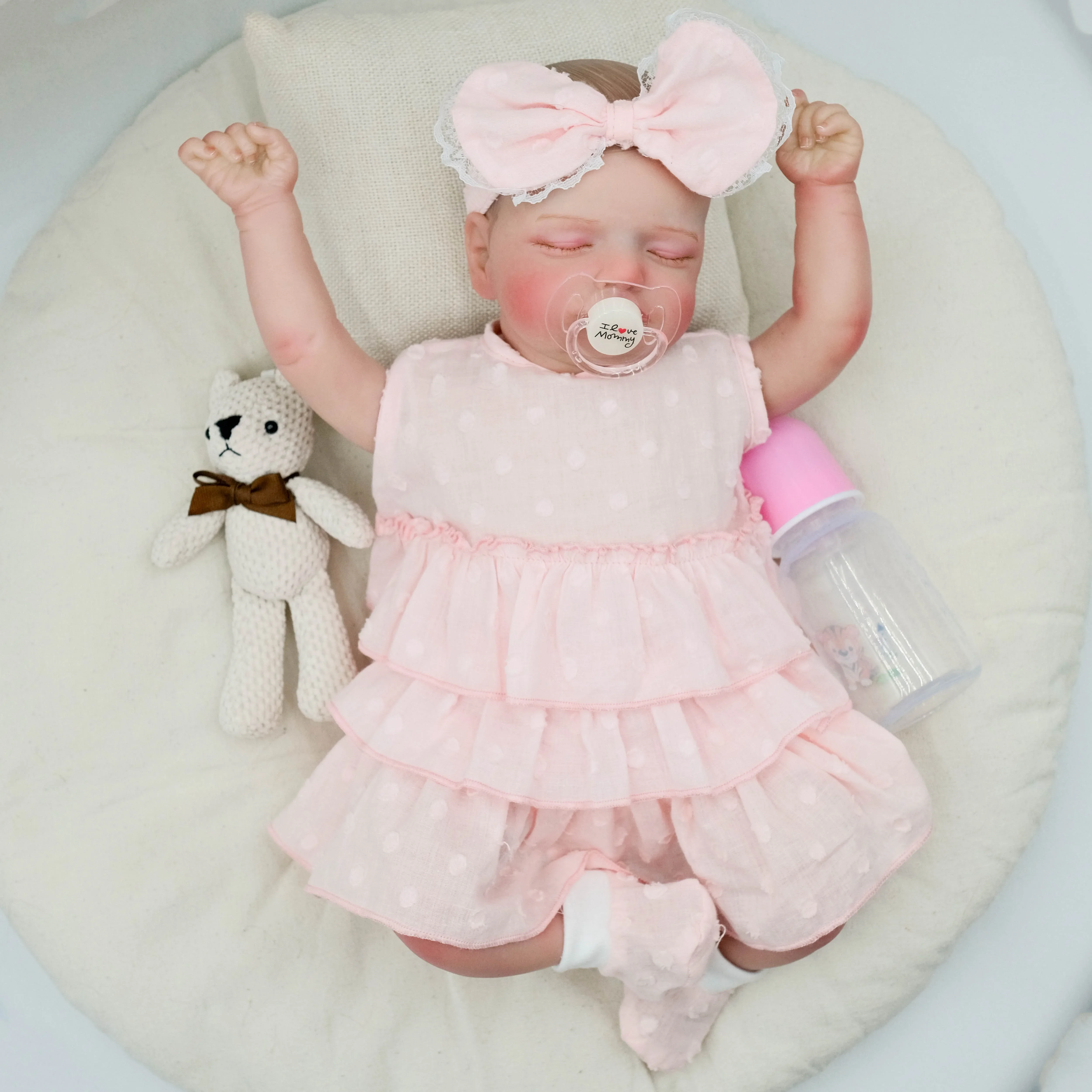 NPK 48CM Rosalie Already Painted Newborn Baby Doll Newborn Baby Reborn Doll Hand Paint with Genesis High Quality 3D Skin Tone