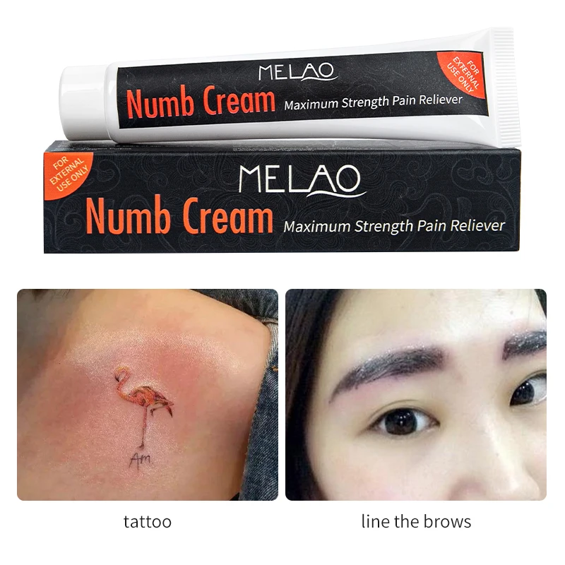 MELAO Hot Selling Effective Tattoo Numbing Cream Private Label Painless Eyebrow Microblading Tattoos Numb Numbness Cream