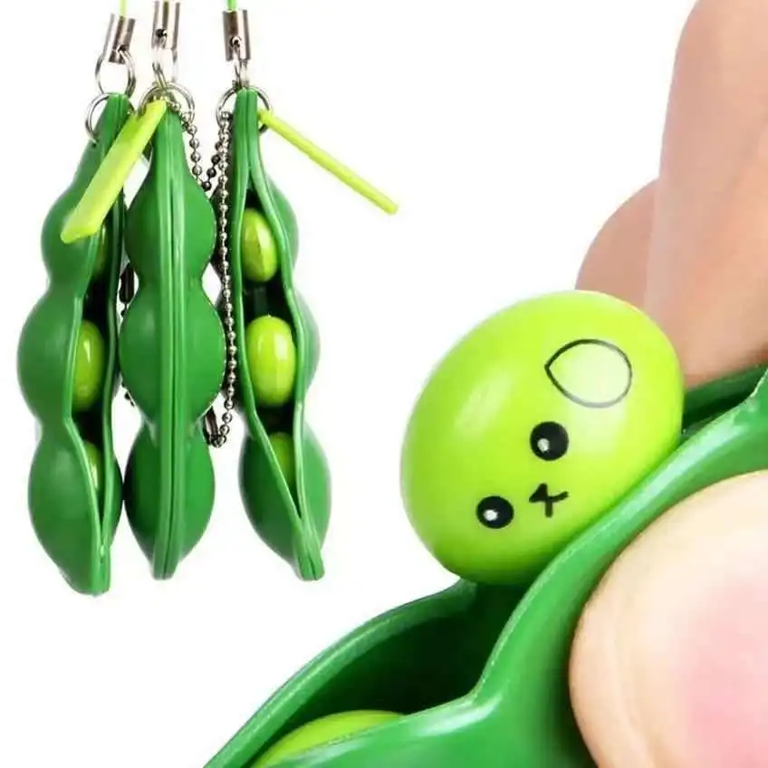 Wholesale Key Ring Reducing Stress Squeeze Bean pea fidget toy