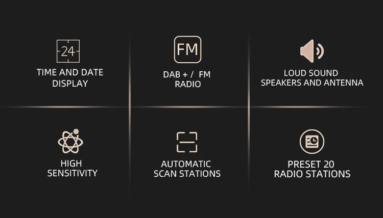 
New Style Portable DAB /DAB+ digital Clock radio with BT and big rechargeable battery 
