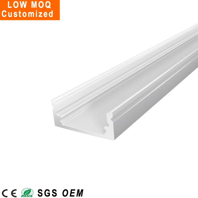 Custom Design Milk and clear cover Silvery surface mounted aluminium profile for led strip