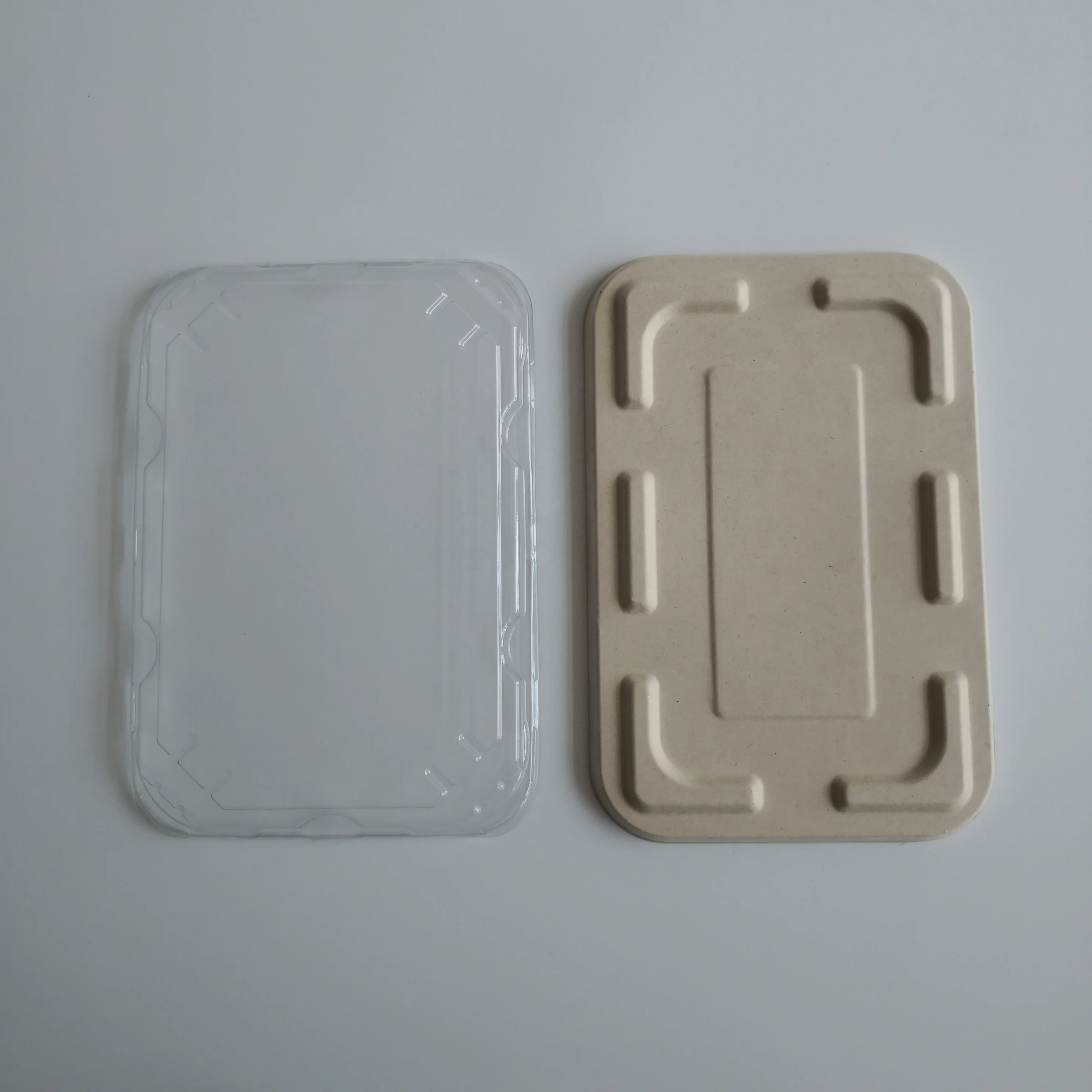 Bagasse 3 Compartment Pasta Paper Tray Fibre Tray Lunch Tray With Lid Paper Plate Supplier Fast Food Dish Fast Food Plates
