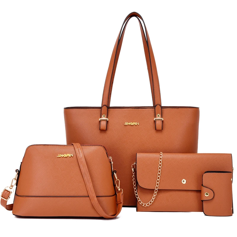 Trending PU leather shoulder women bag set for girls handbag sets 4 pieces lady hand bags