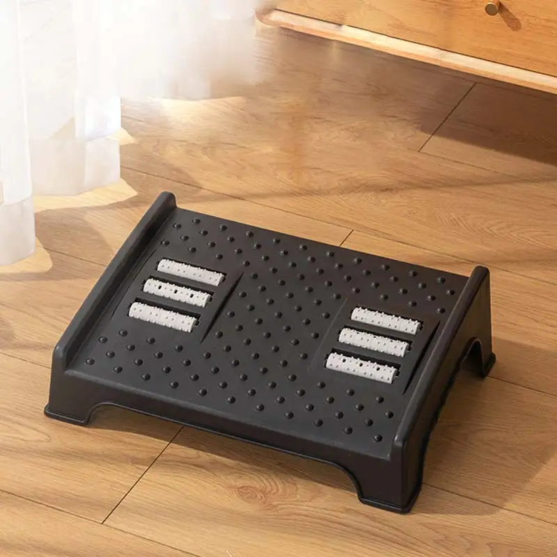 Adjustable Home Office Under Desk Raised Footrest, Tilting Stress Relief Foot Stool, Slanted Underdesk Plastic Feet Support