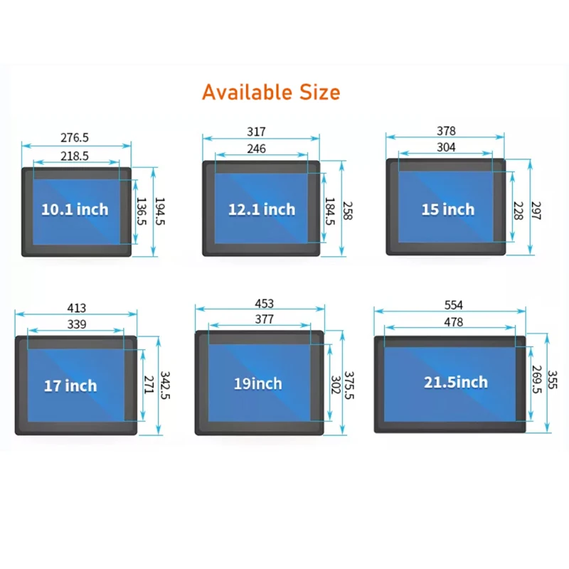 15 17 19 21 Inch Full HD Capacitive Touch Screen Industrial Panel PC with i7/i3 CPU 4GB RAM Wall Mounting Windows 7 Compatible