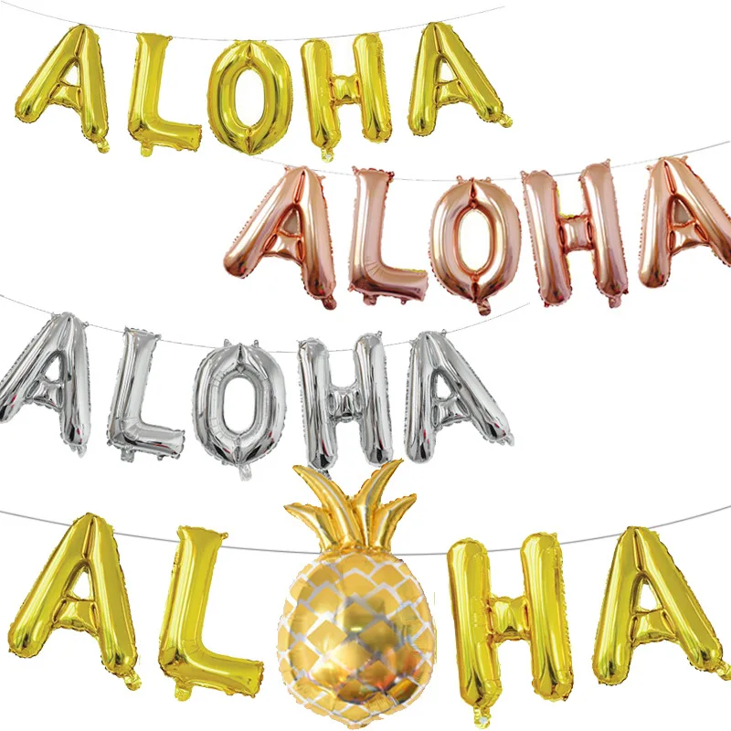 Воздушные шары ALOHA Hawaii приветственный праздник воздушные ананас 16 дюймов алюминиевые украшенные тропическими фруктами