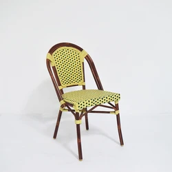 Outdoor French Chairs Multi Color PE Rattan Patio Bistro Flat Wicker Bamboo Garden Chair On Sale