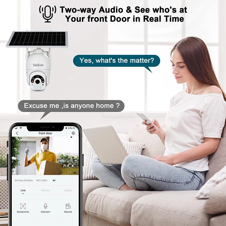 Ubox CCTV Solar 4G Camera With Sim Card Outdoor Colorful Night Vision Recording Security Solar 4MP 2mp CCTV 4G Camera