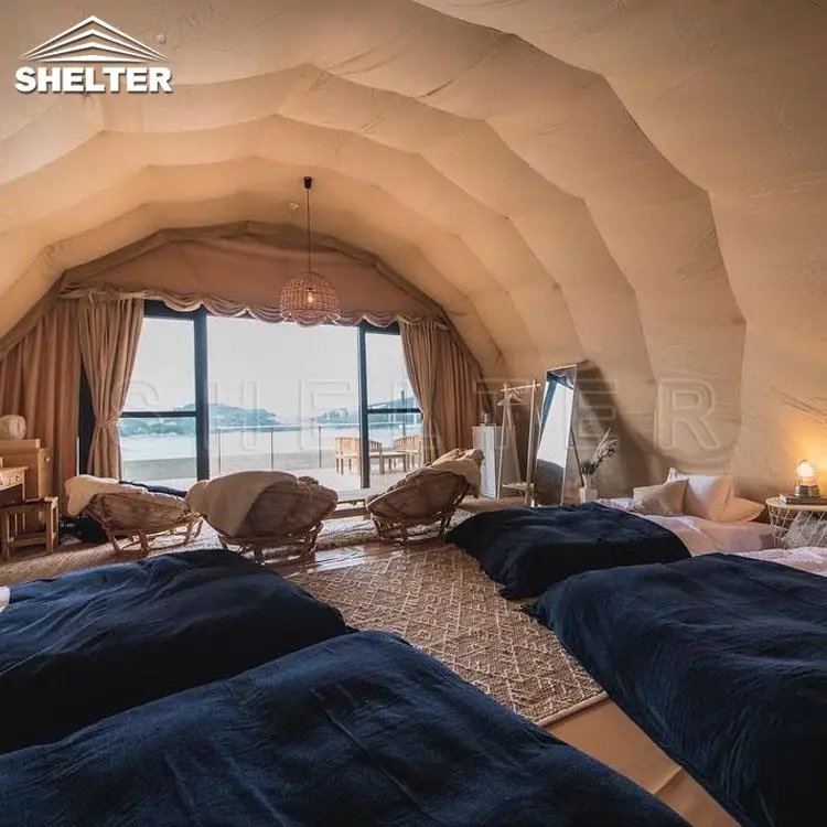 4-5 Person Unique Shape 4 Season Safari Waterproof Canvas Tent House For Camping Hotel