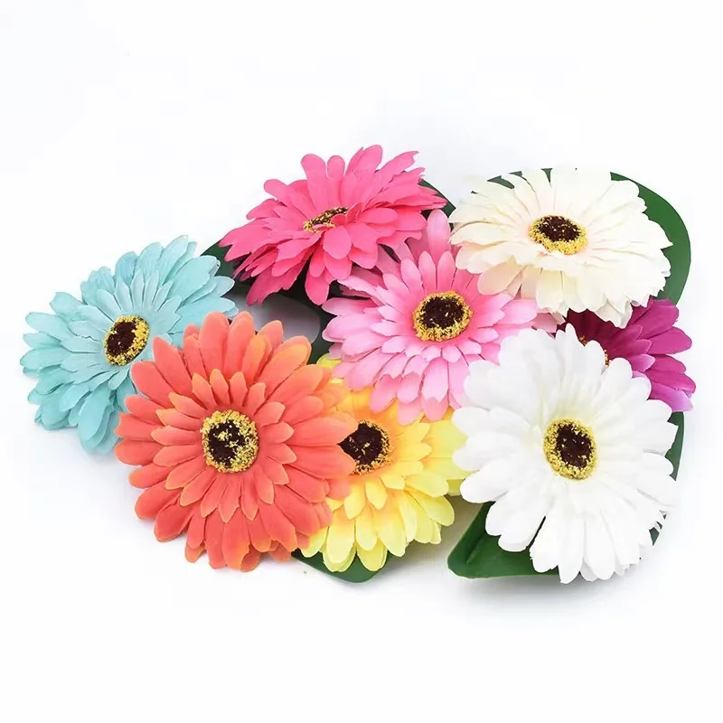 Colorful artificial daisy flower heads for DIY decoration